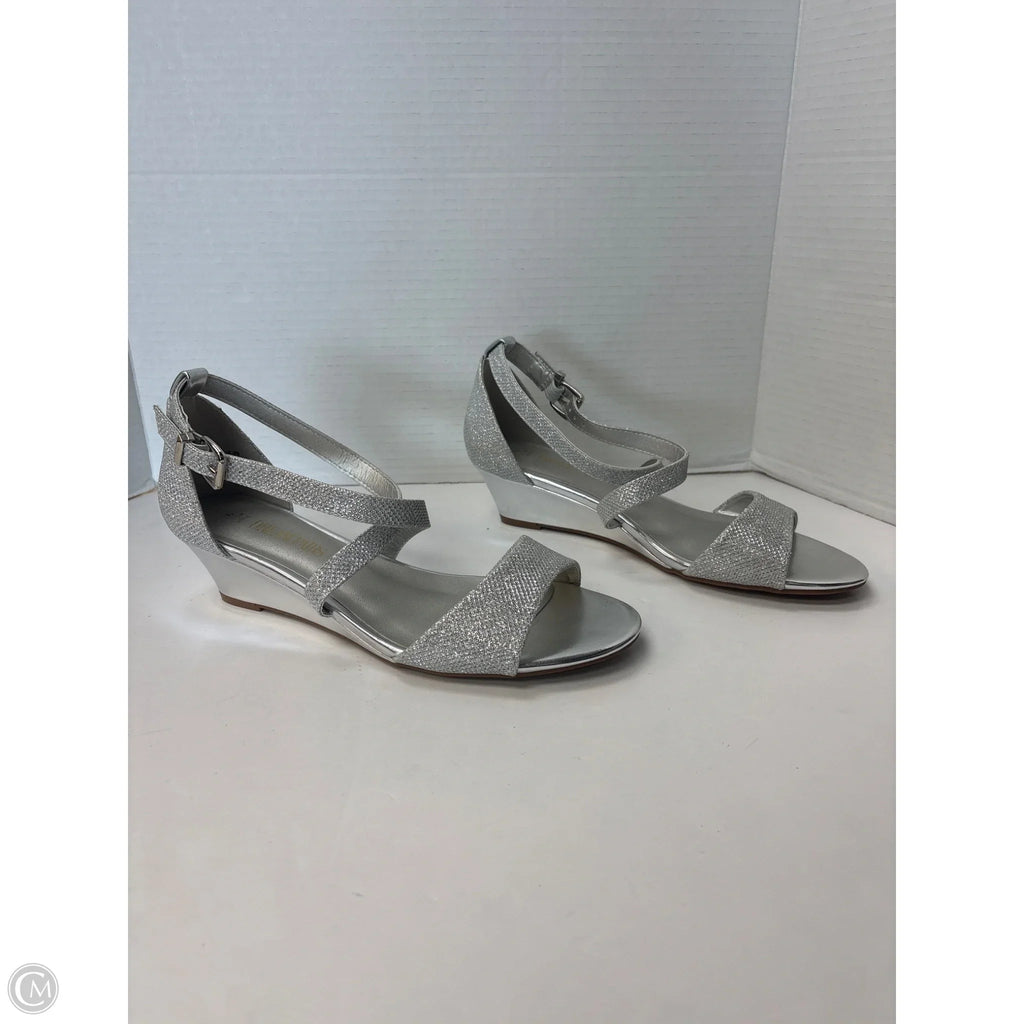 Sandals Heels Kitten By Dream Pairs In Silver, Size: 9
