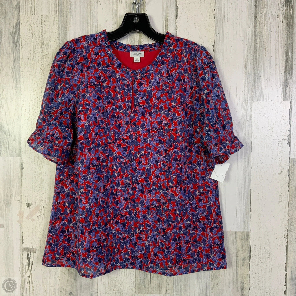 Blouse Short Sleeve By J. Crew In Blue & Red, Size: M