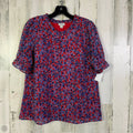 Blouse Short Sleeve By J. Crew In Blue & Red, Size: M