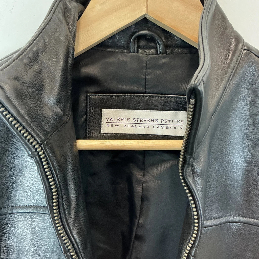 Jacket Leather By Valerie Stevens In Black, Size: Sp