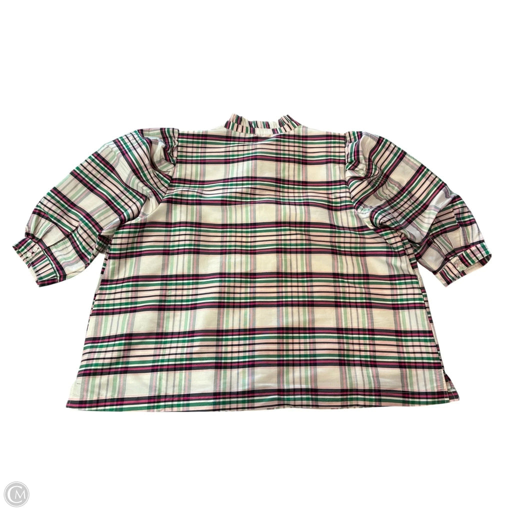 Blouse Short Sleeve By Crown And Ivy In Plaid Pattern, Size: 3x
