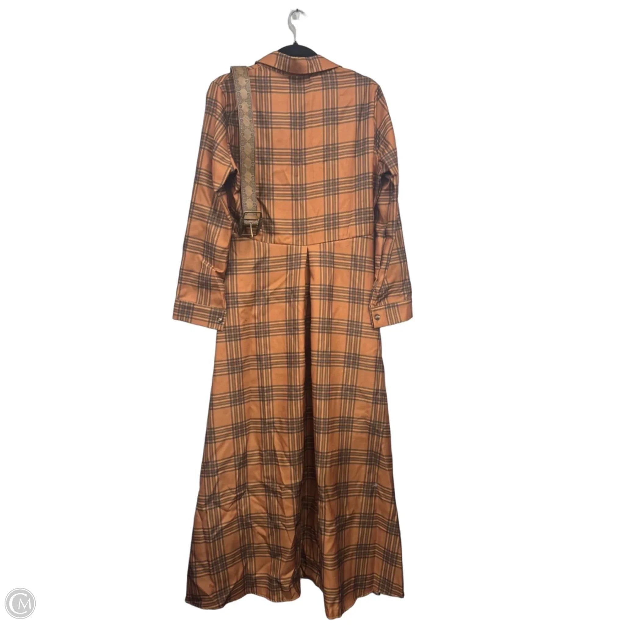 Dress Casual Midi By Clothes Mentor In Brown & Orange, Size: 2x
