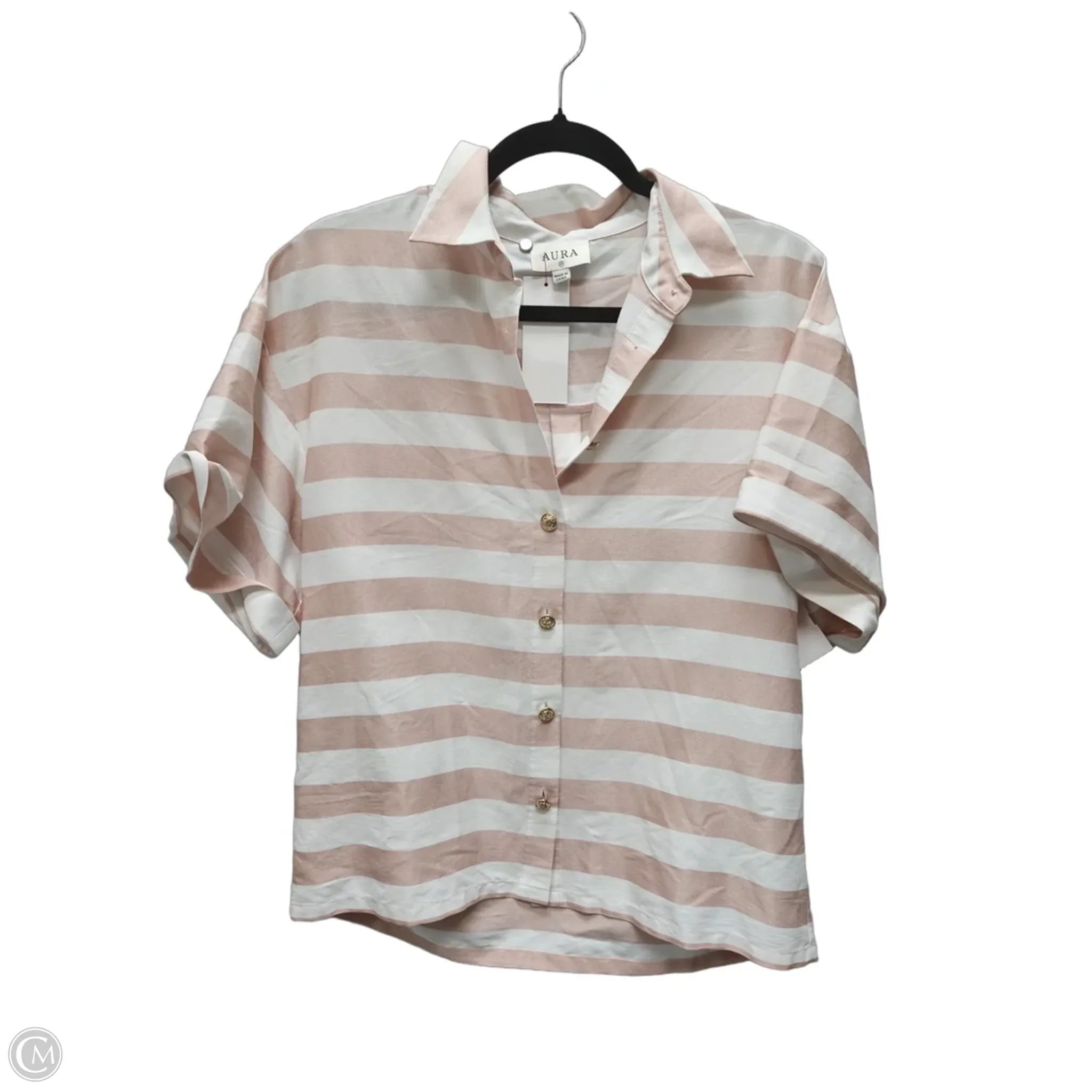 Top Short Sleeve By Aura In Striped Pattern, Size: Xs