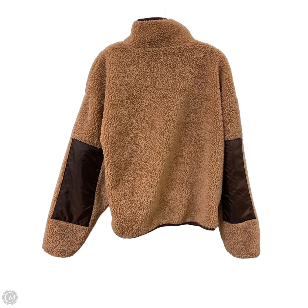Jacket Faux Fur & Sherpa By Fabletics In Tan, Size: L