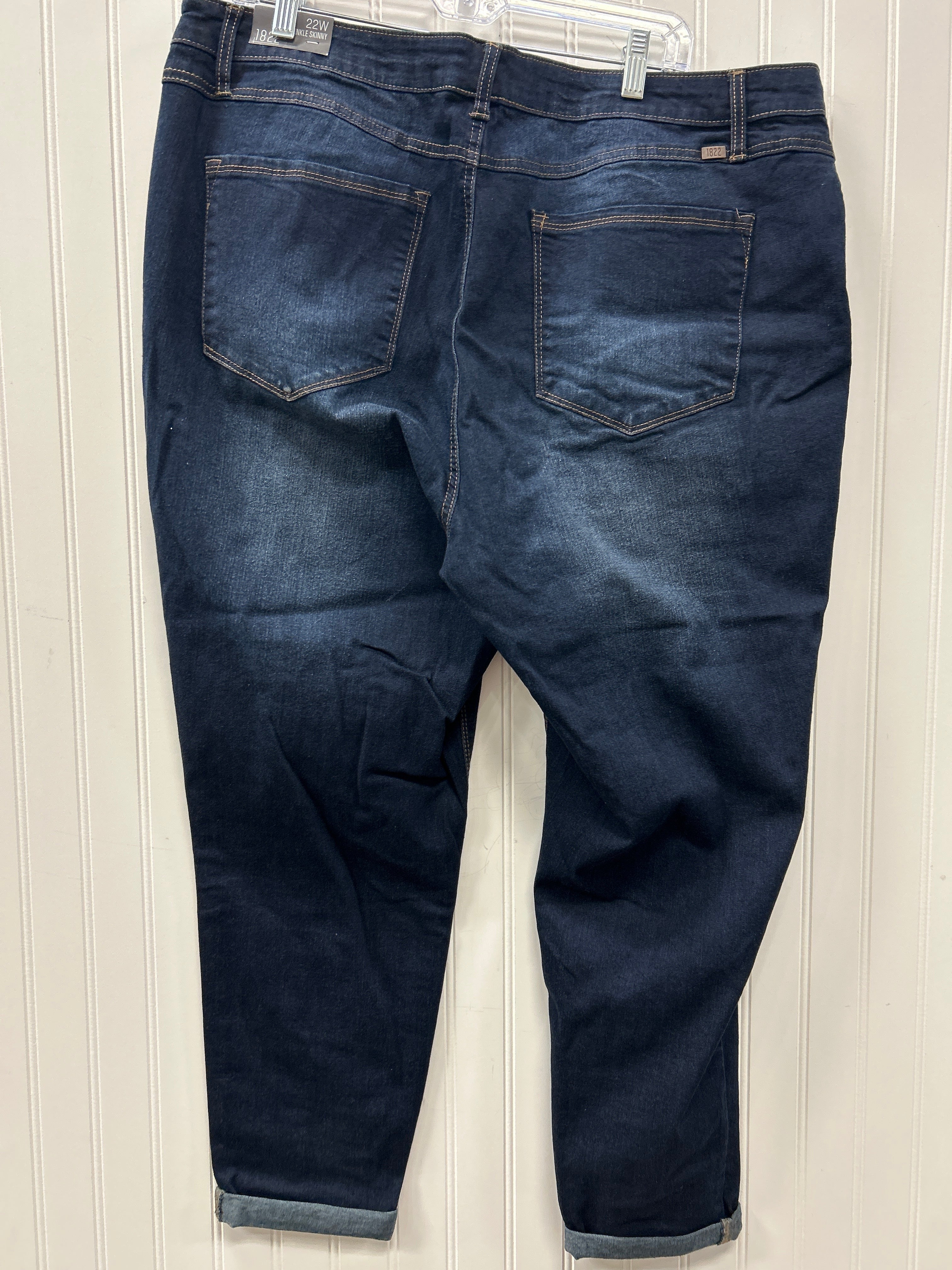 Jeans Skinny By 1822 Denim In Blue Denim, Size:22 NWT