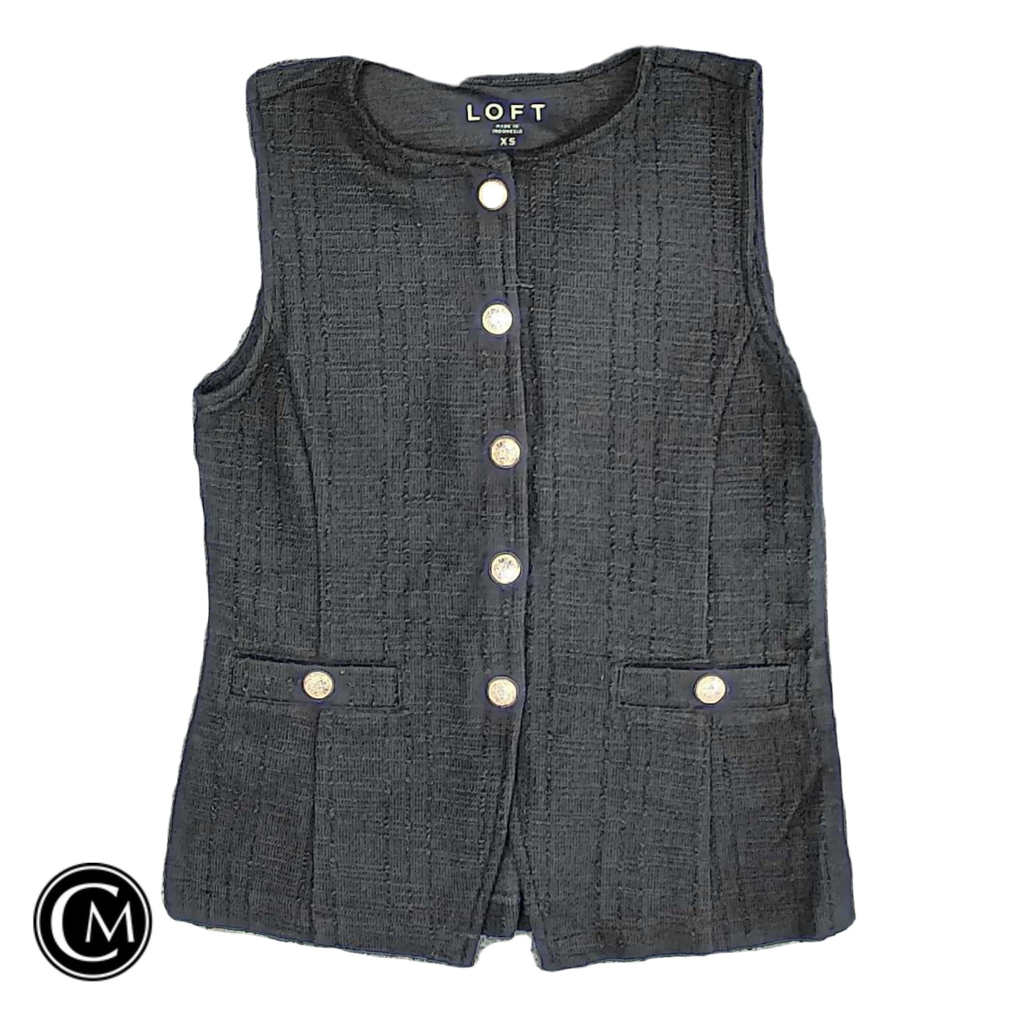 Vest Sweater By Loft In Black, Size: Xs