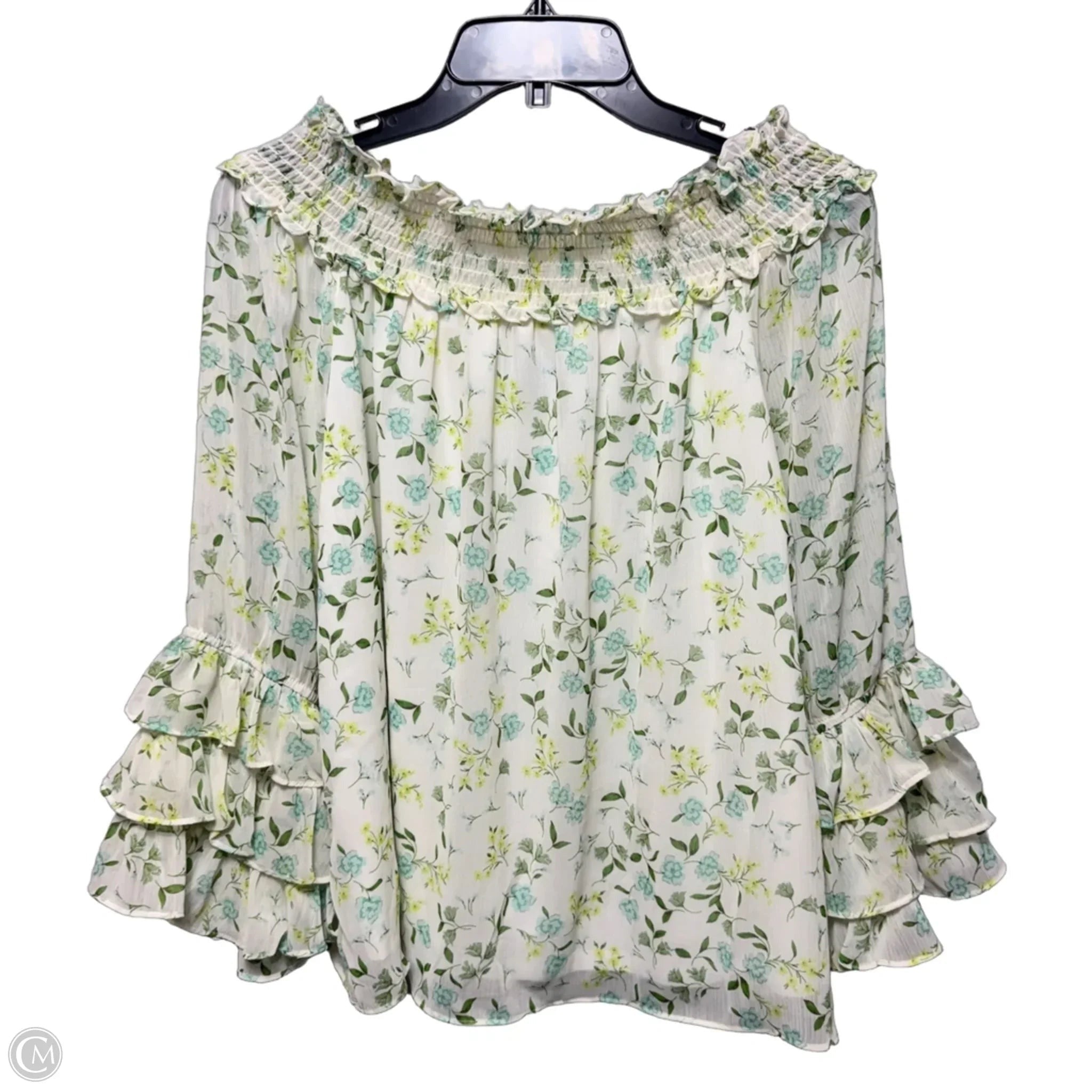 Top Long Sleeve By Cece In Floral Print, Size: L