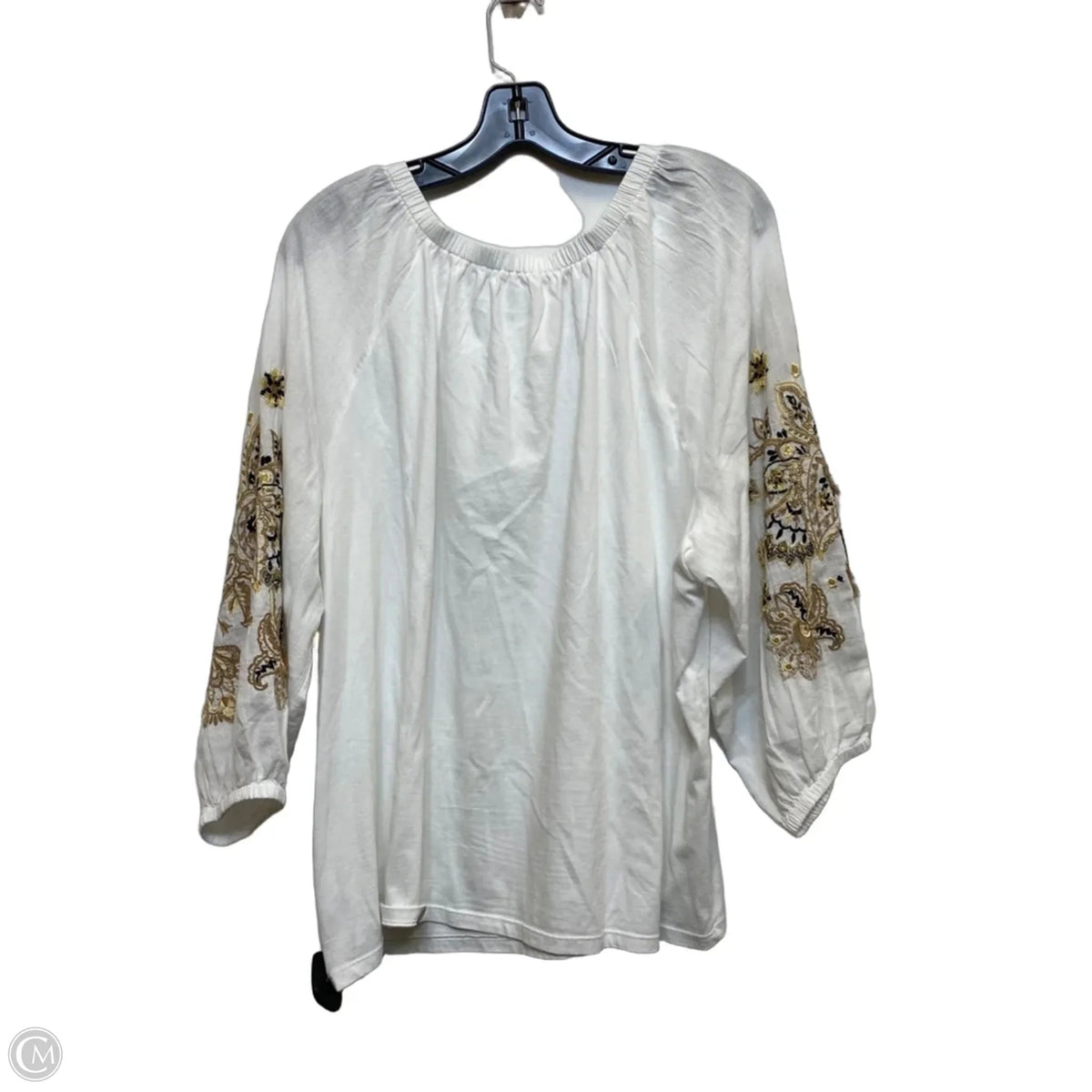 Top Long Sleeve By Talbots In White, Size: 2x