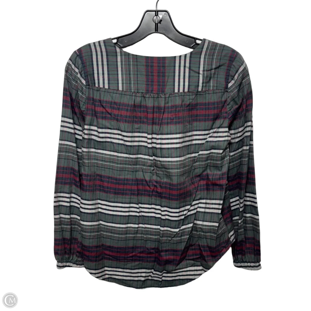 Top Long Sleeve By Madewell In Plaid Pattern, Size: XXS