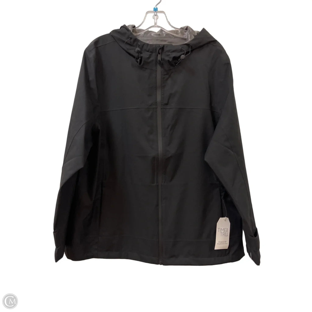 Jacket Windbreaker By Time And Tru In Black, Size: Xl
