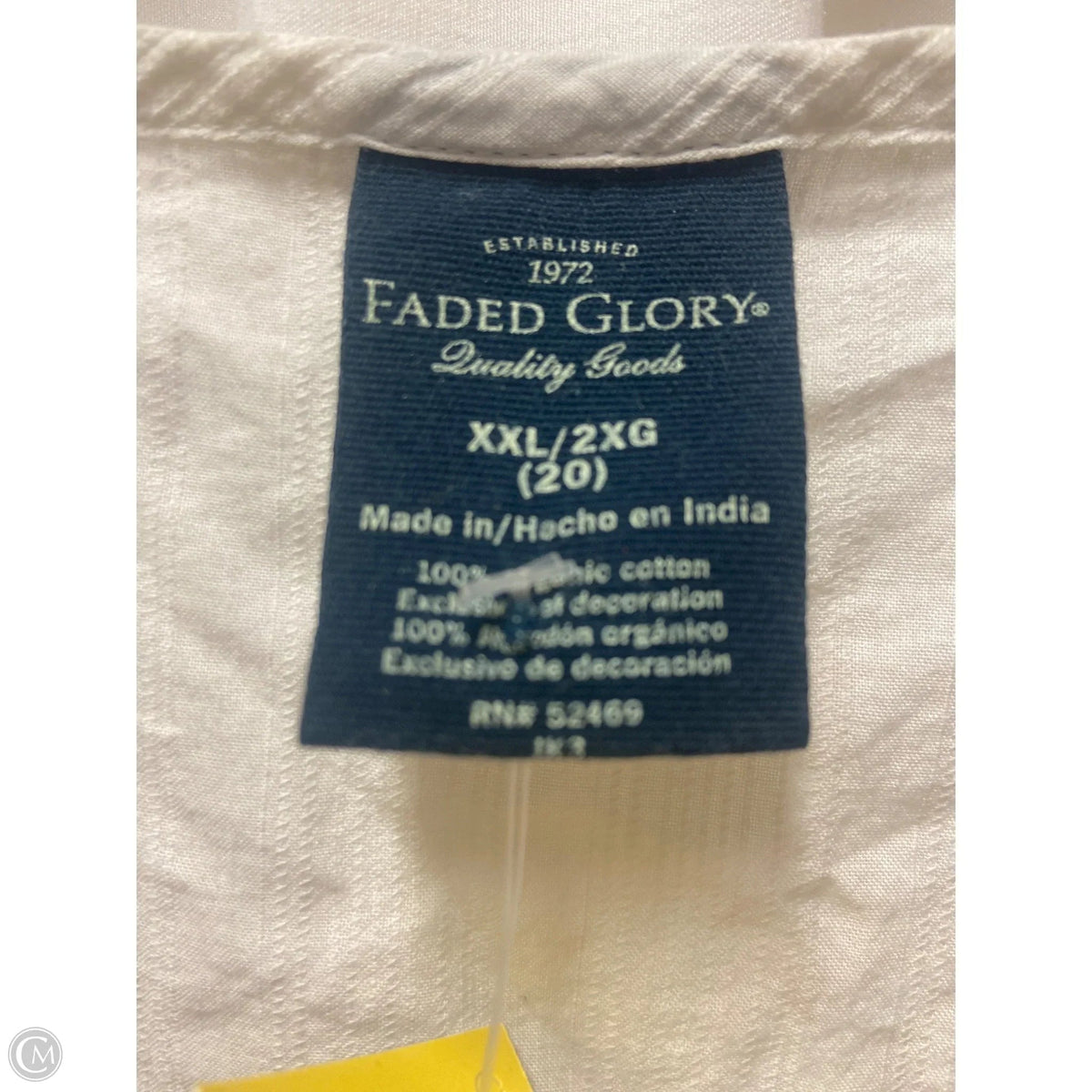 Top Short Sleeve By Faded Glory In White, Size: Xxl