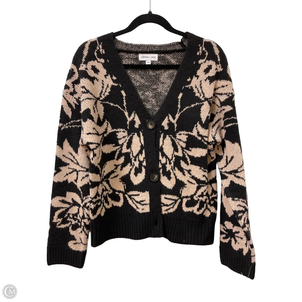 Sweater Cardigan By Clothes Mentor In Black & Cream, Size: M