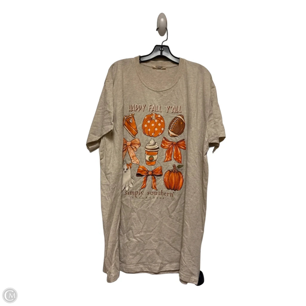 Top Short Sleeve Basic By Simply Southern In Tan, Size: Xxl