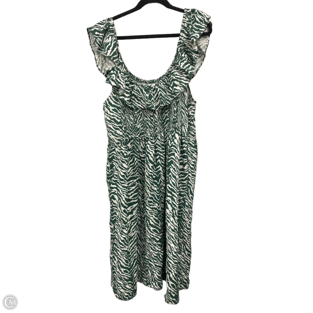 Dress Casual Short By Ava & Viv In Green & White, Size: 2x