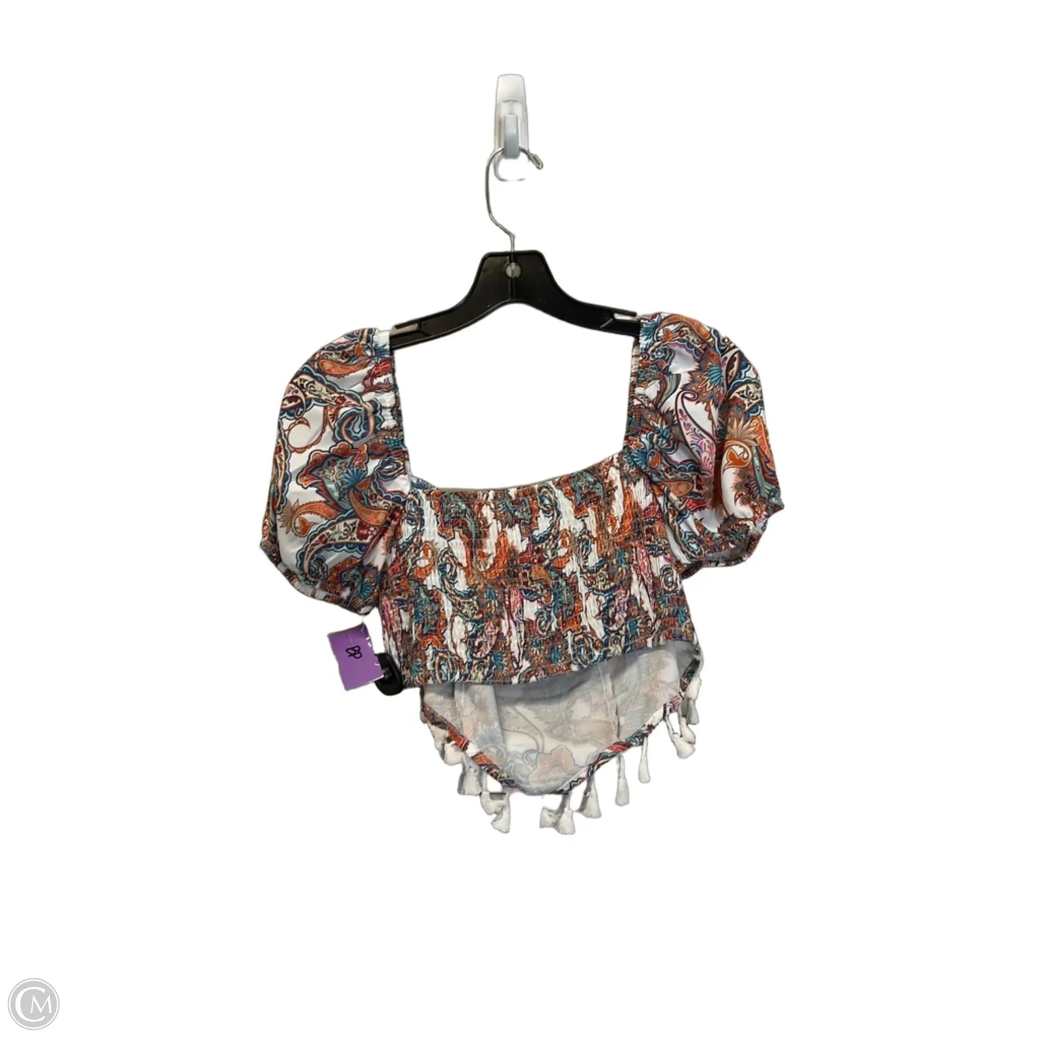 Top Short Sleeve By Shein In Paisley Print, Size: 6