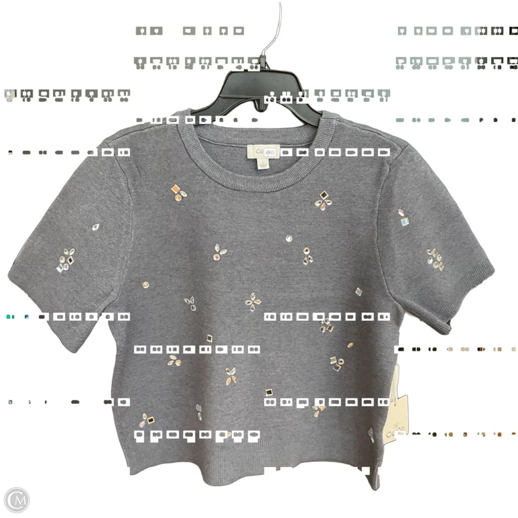 Top Short Sleeve By Cece In Grey, Size: L