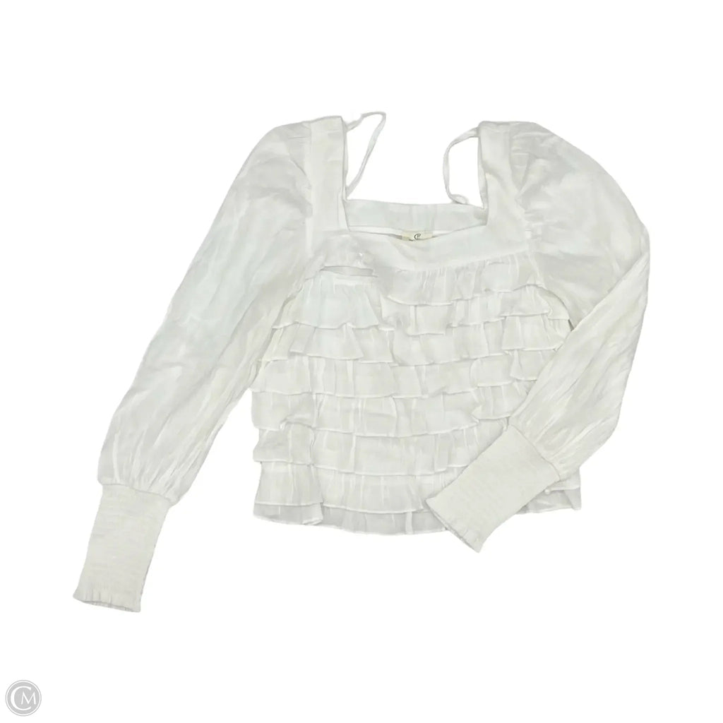 Blouse Long Sleeve By Clothes Mentor In Cream, Size: M