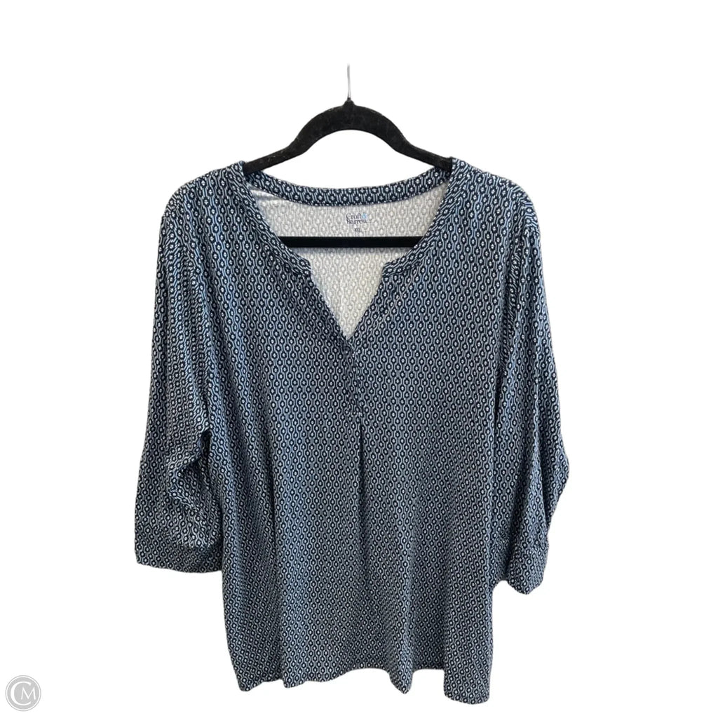 Top Long Sleeve By Croft And Barrow In Blue, Size: Xxl