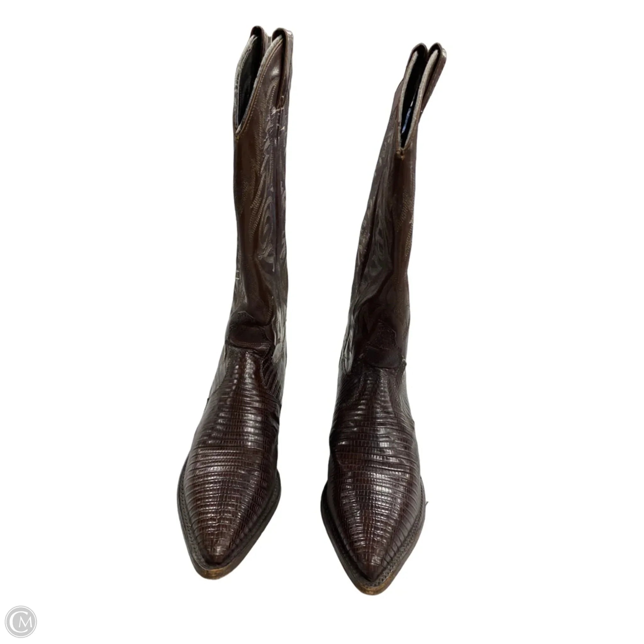 Boots Mid-calf Heels By Clothes Mentor In Brown, Size: 6.5