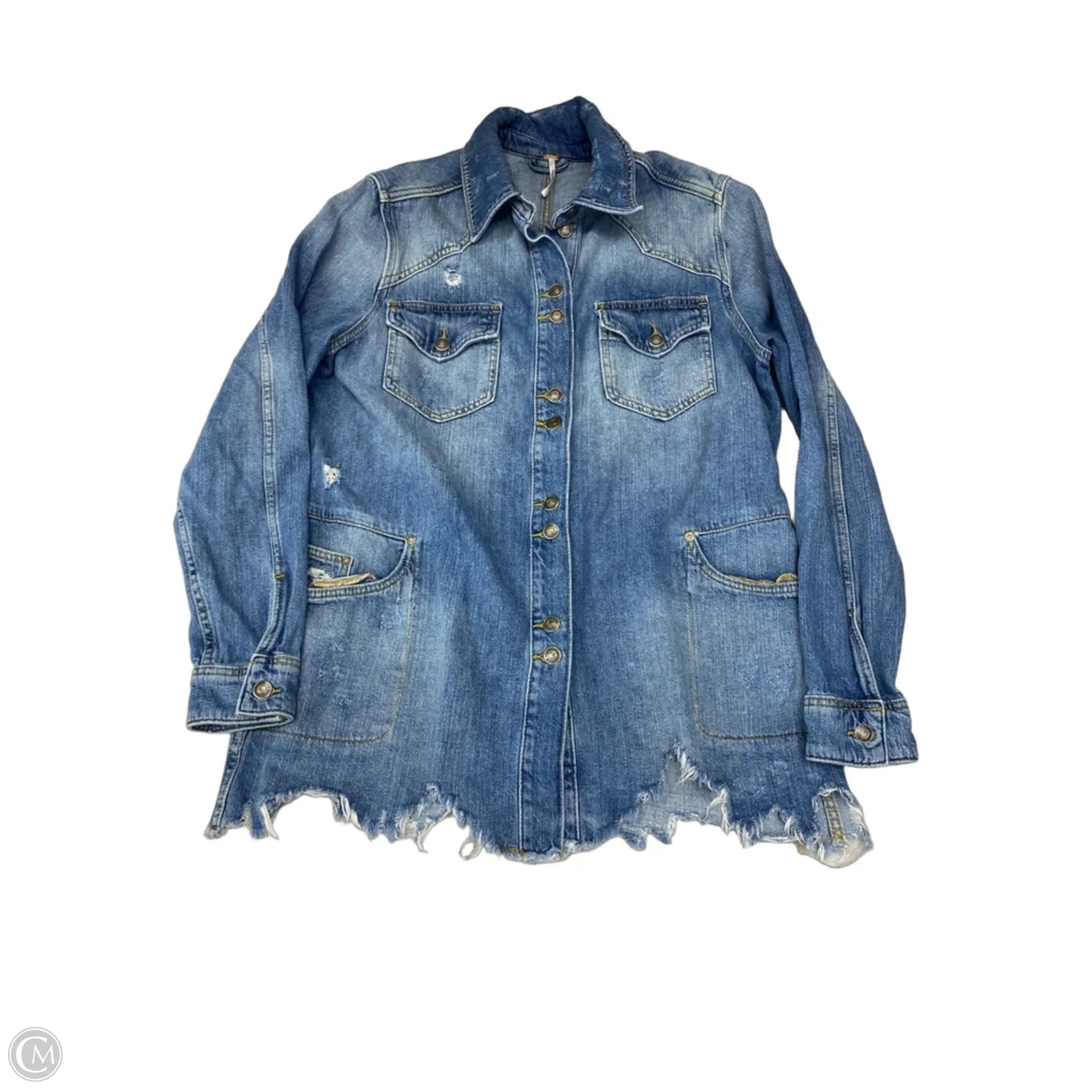 Jacket Denim By Free People In Blue Denim, Size: S
