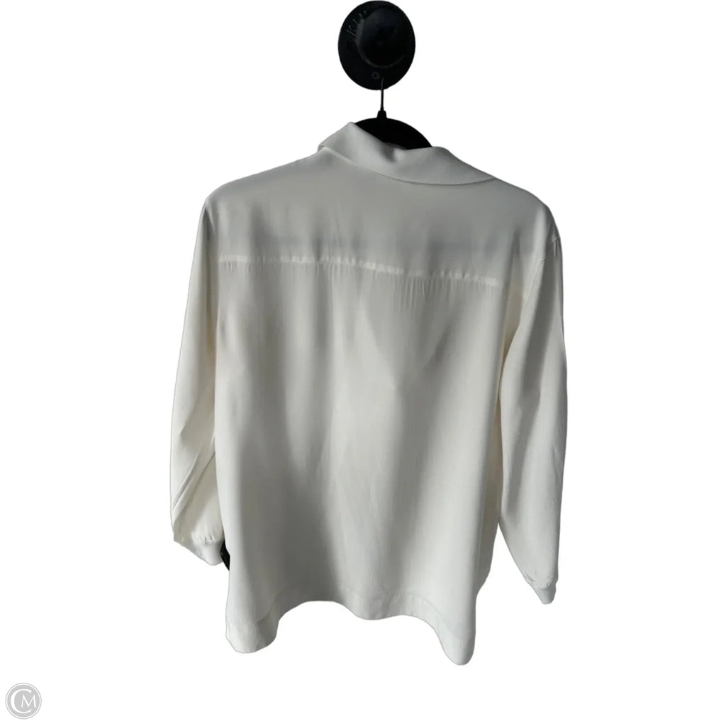 Top Long Sleeve Designer By Lafayette 148 In Cream, Size: M