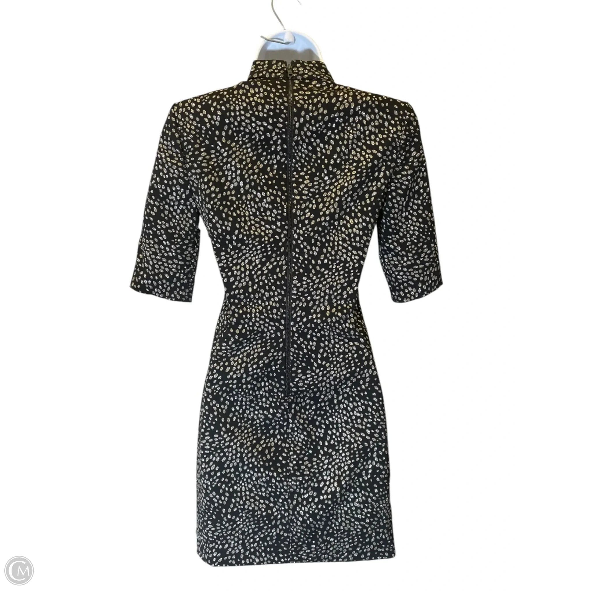 Dress Designer By Alice + Olivia In Black & Silver, Size: Xs