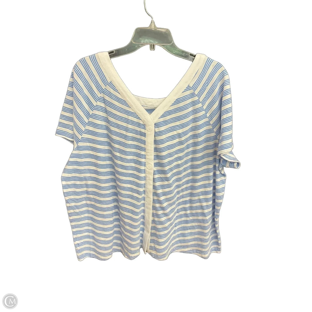 Top Short Sleeve By Talbots In Striped Pattern, Size: 2x