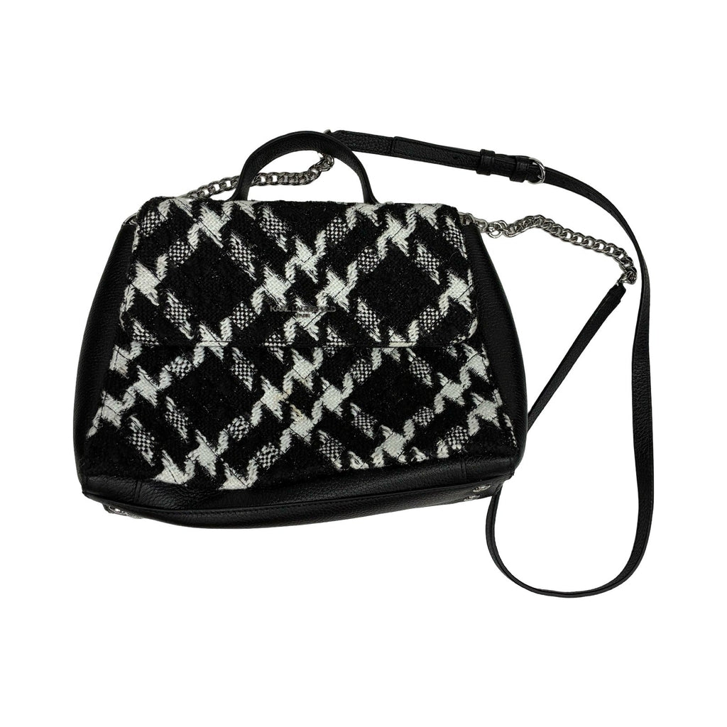 Handbag Designer By Karl Lagerfeld In Black & White, Size:Medium
