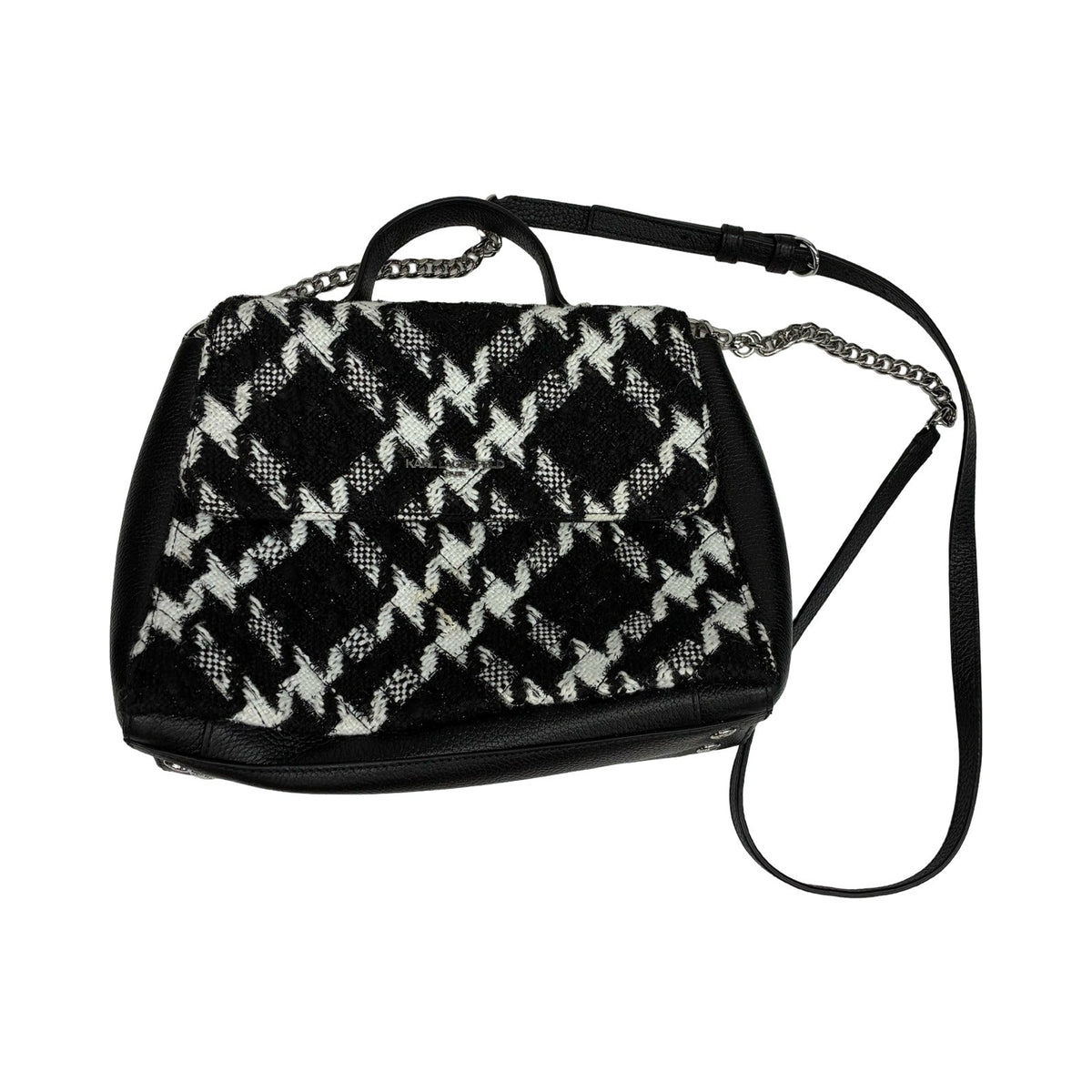 Handbag Designer By Karl Lagerfeld In Black & White, Size:Medium