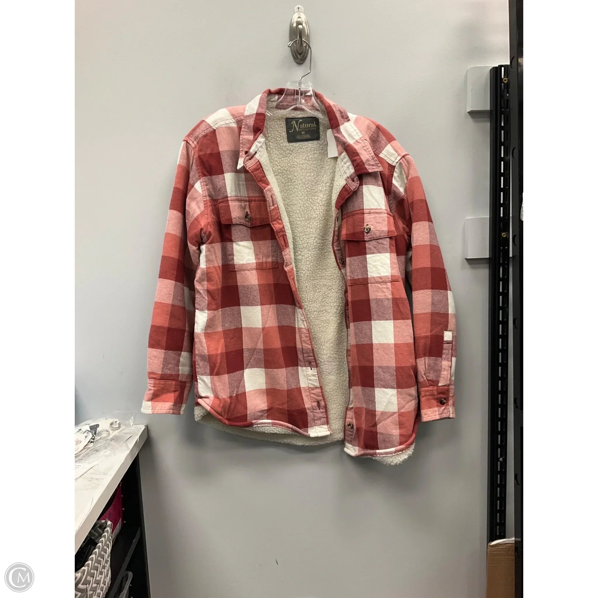 Jacket Faux Fur & Sherpa By Natural Reflections In Plaid Pattern, Size: M