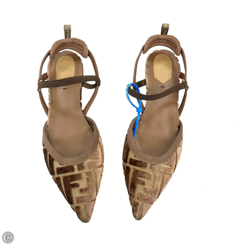 Shoes Luxury Designer By Fendi In Taupe, Size: 8.5