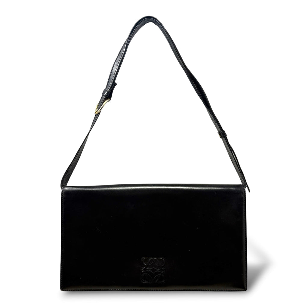 AS IS Vintage Leather Flap Shoulder Bag Luxury Designer By Loewe, Size: Small