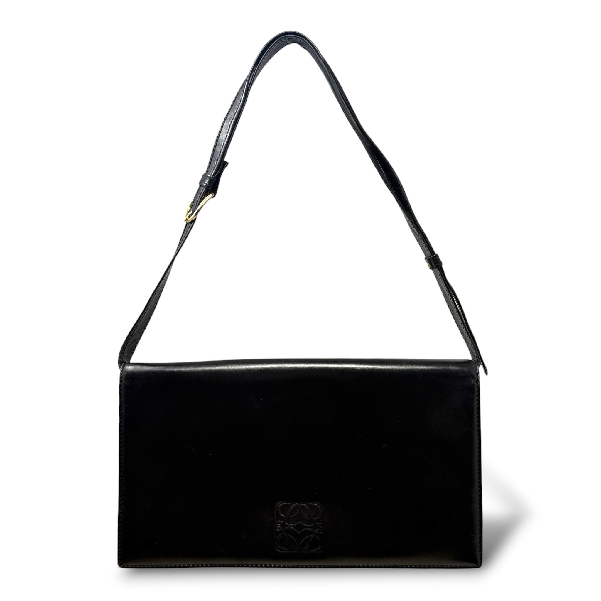 AS IS Vintage Leather Flap Shoulder Bag Luxury Designer By Loewe, Size: Small