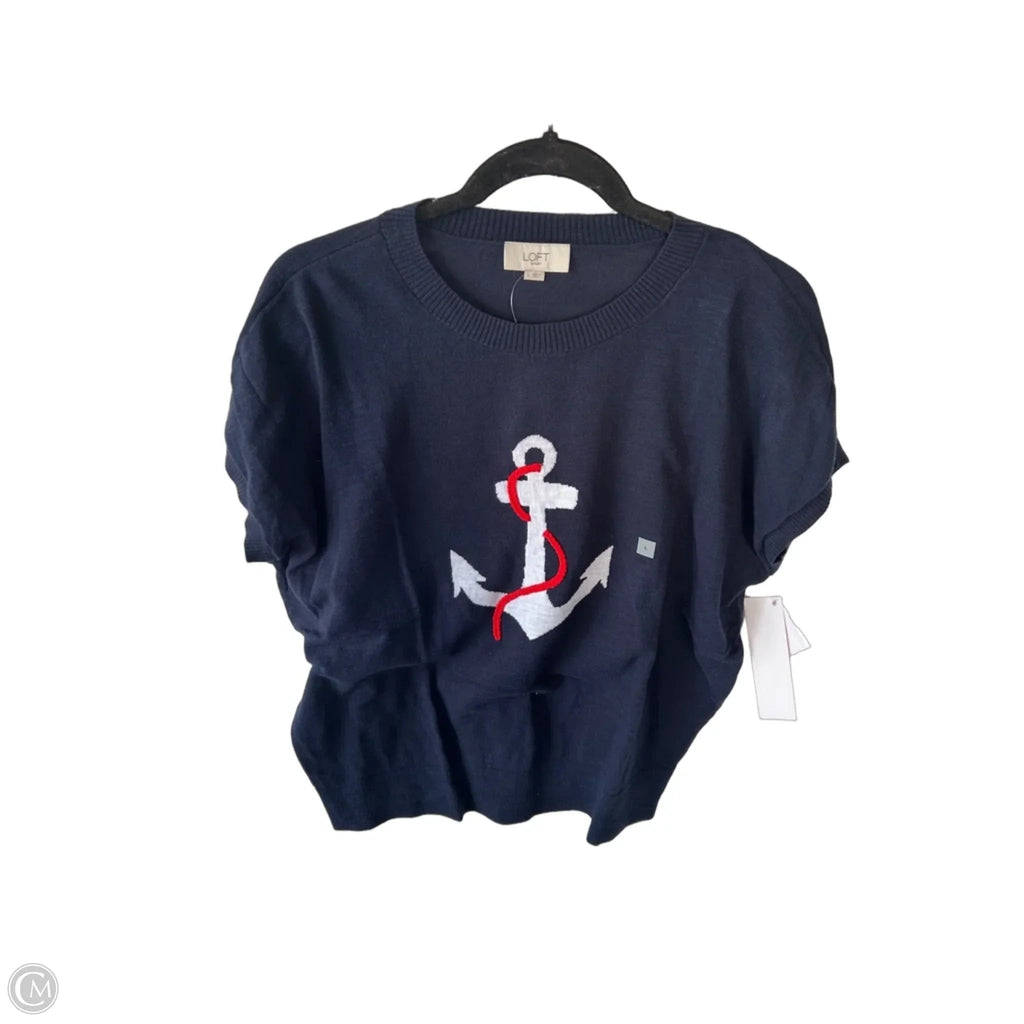 Vest Sweater By Loft In Blue & Red & White, Size: L