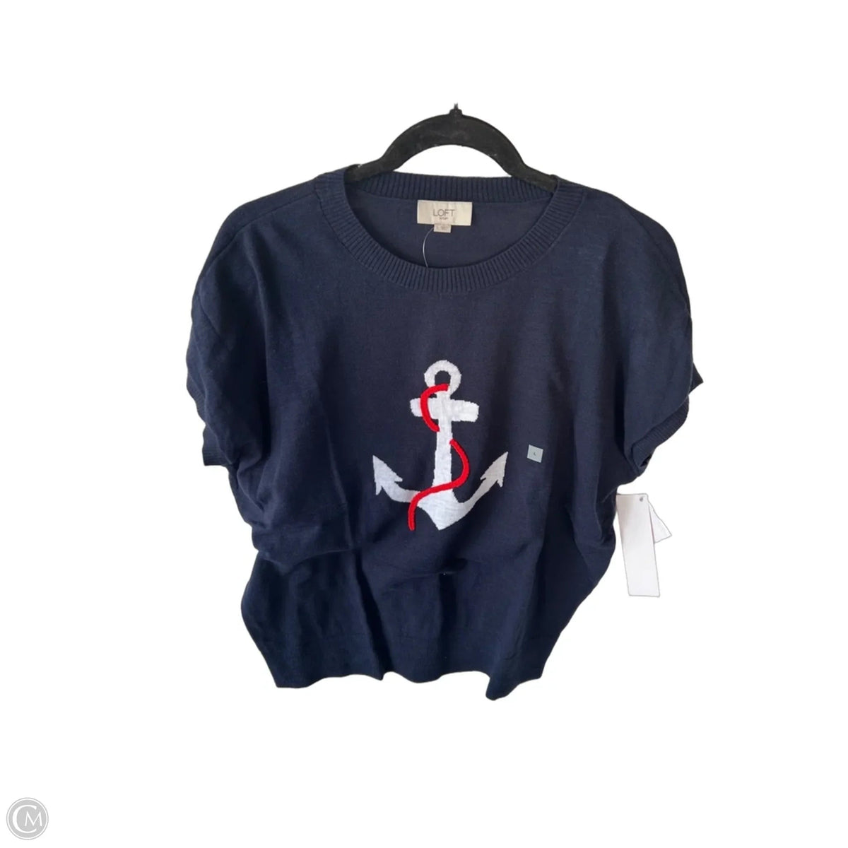Vest Sweater By Loft In Blue & Red & White, Size: L