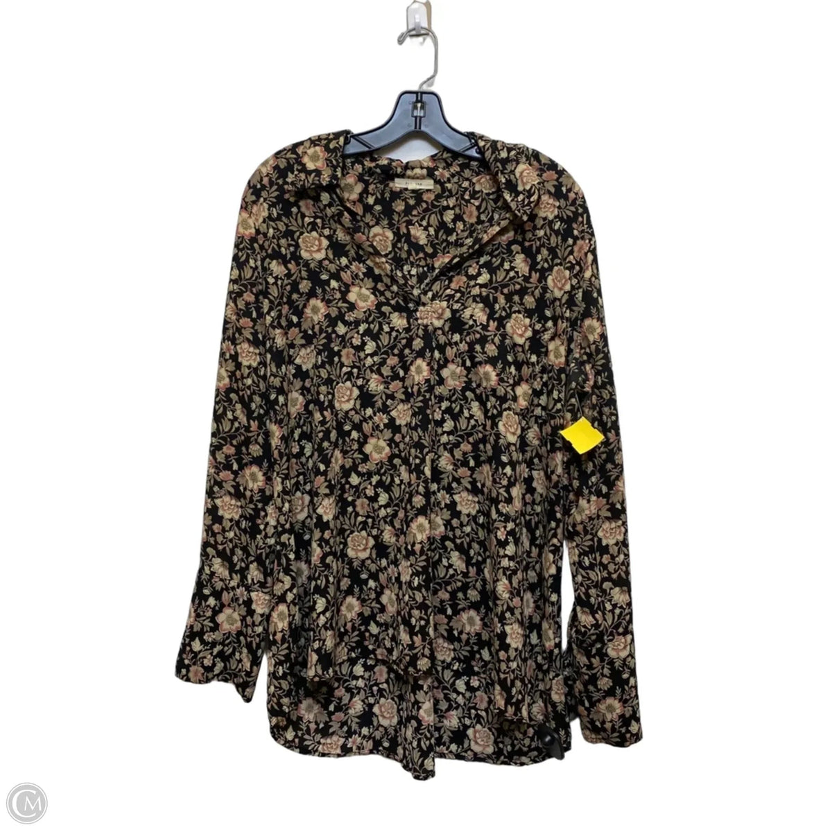 Top Long Sleeve By Pleione In Black & Cream, Size: Xl