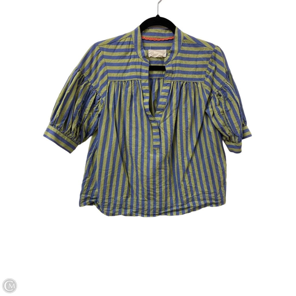 Top Short Sleeve By Anthropologie In Blue & Green, Size: M