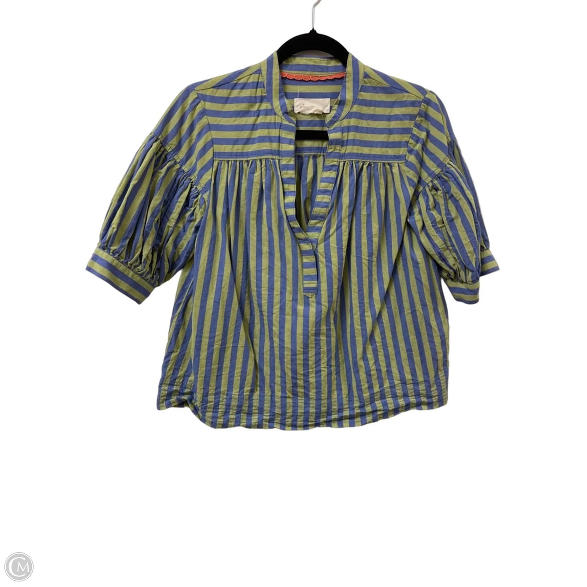 Top Short Sleeve By Anthropologie In Blue & Green, Size: M