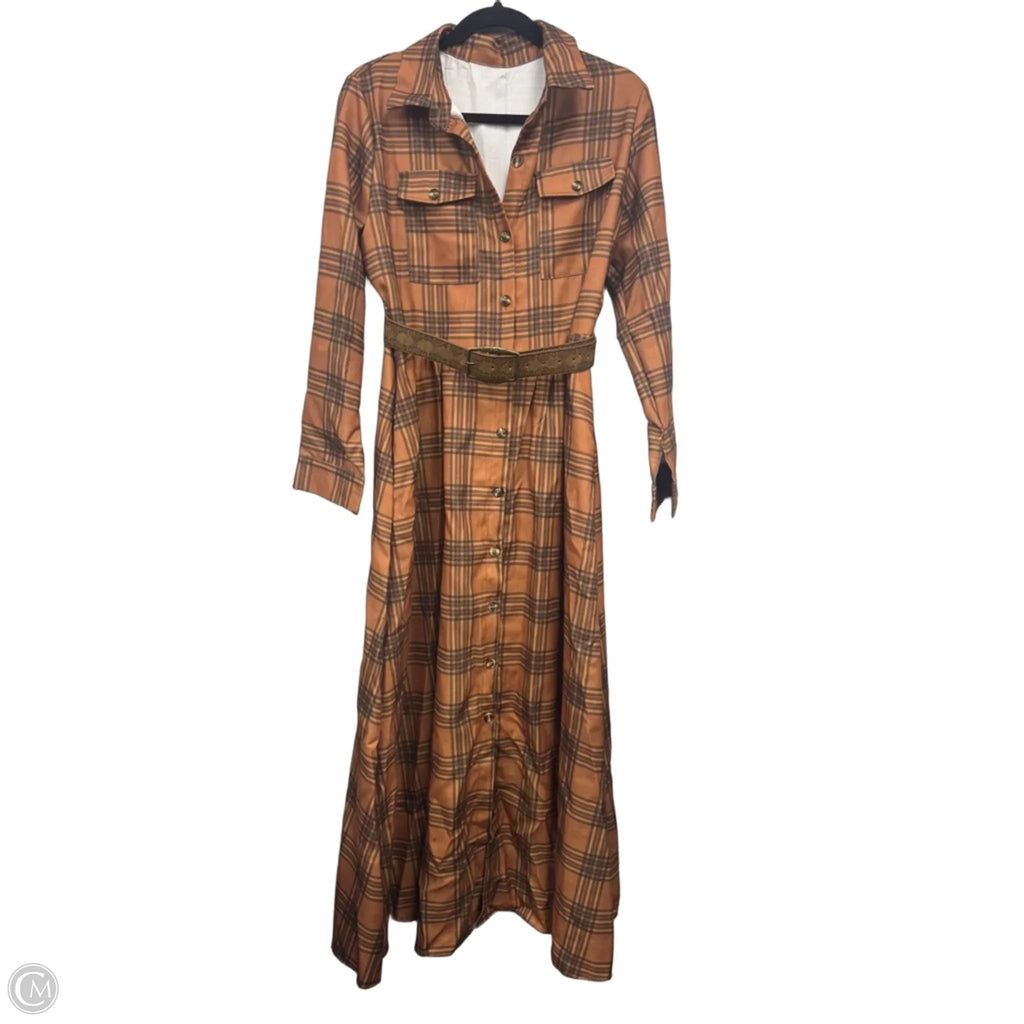 Dress Casual Midi By Clothes Mentor In Brown & Orange, Size: 2x
