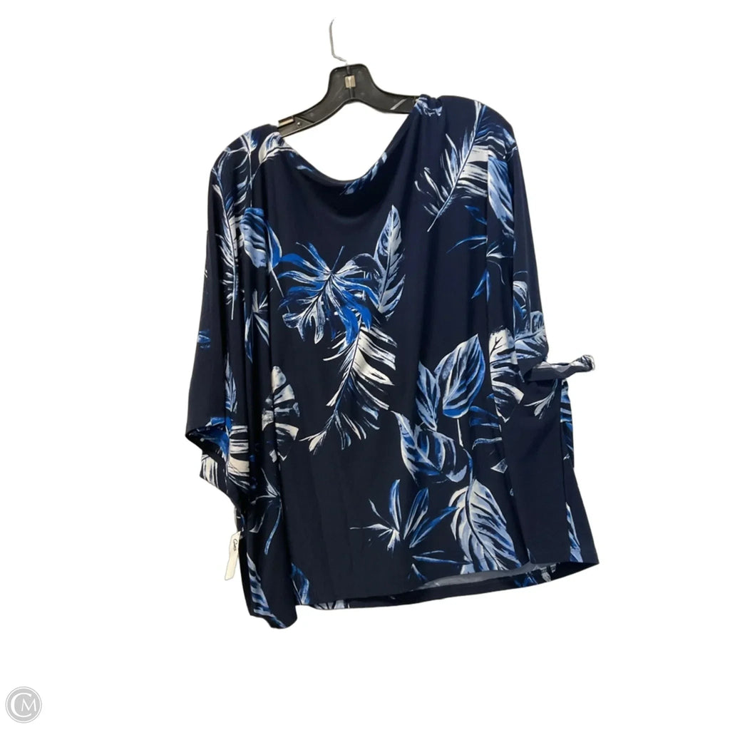 Top 3/4 Sleeve Basic By Clothes Mentor In Blue, Size: 2x