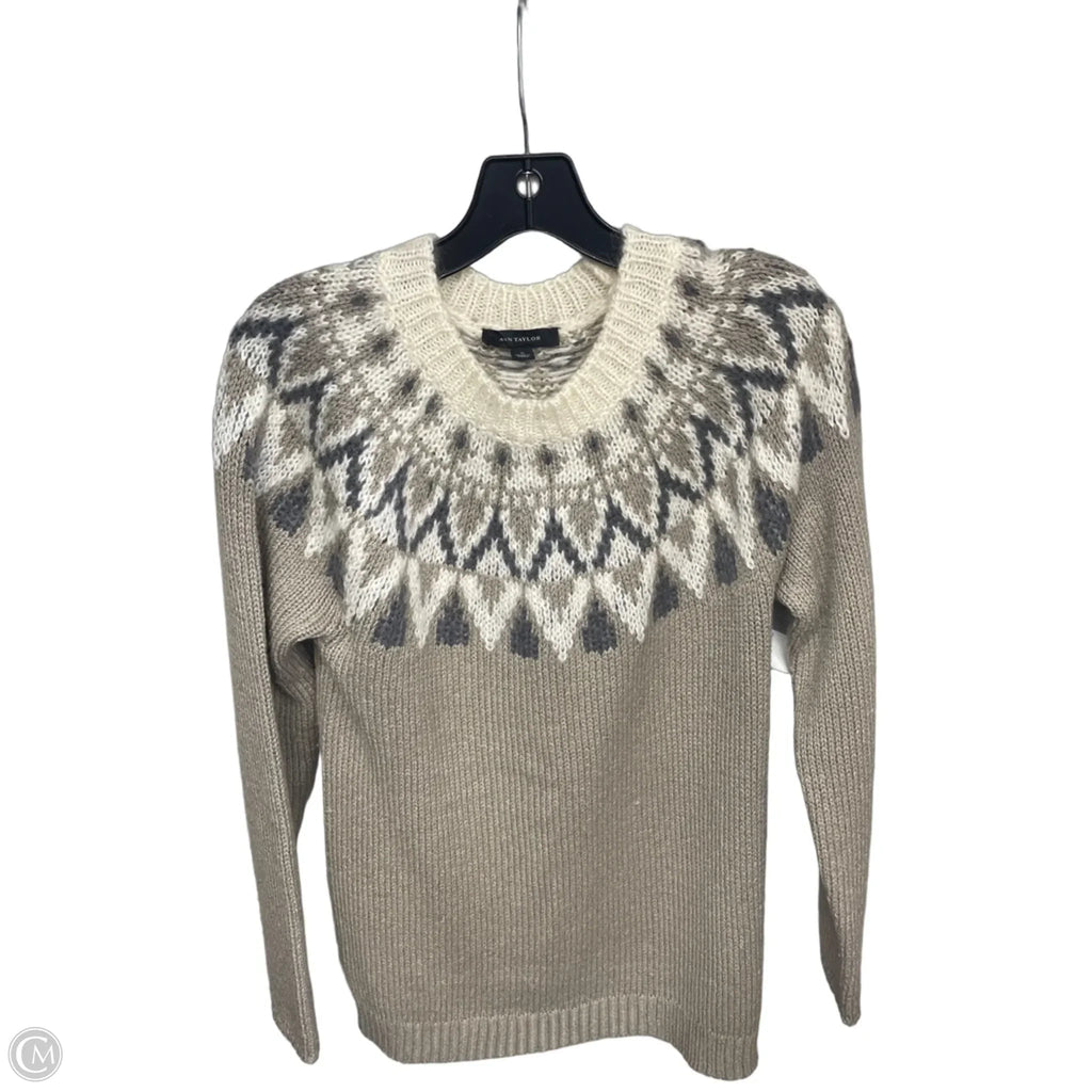 Sweater By Ann Taylor In Tan & White, Size: S