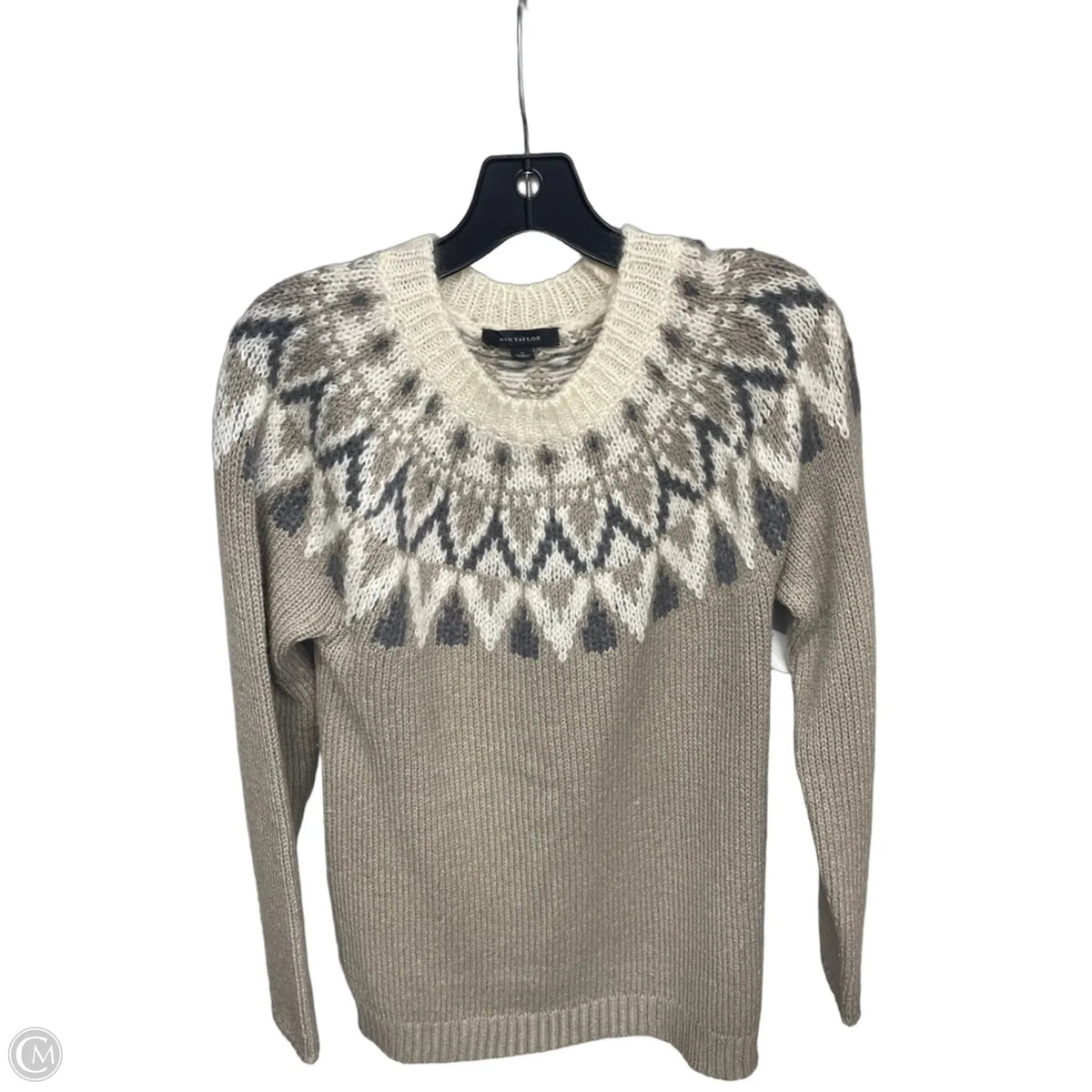 Sweater By Ann Taylor In Tan & White, Size: S