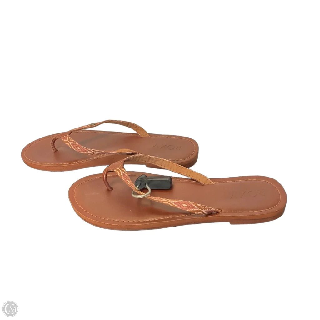 Sandals Flip Flops By Roxy In Brown, Size: