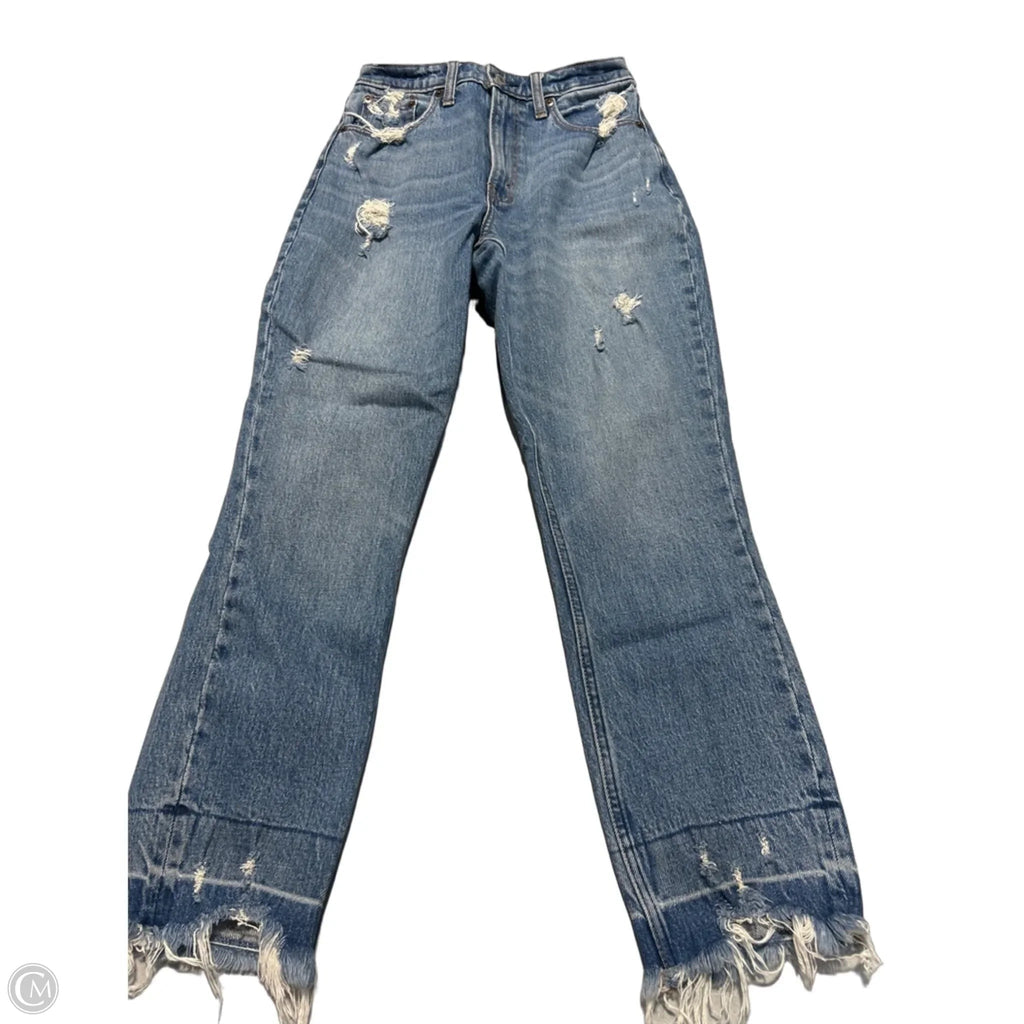 Jeans Straight By Abercrombie And Fitch In Blue Denim, Size: 0