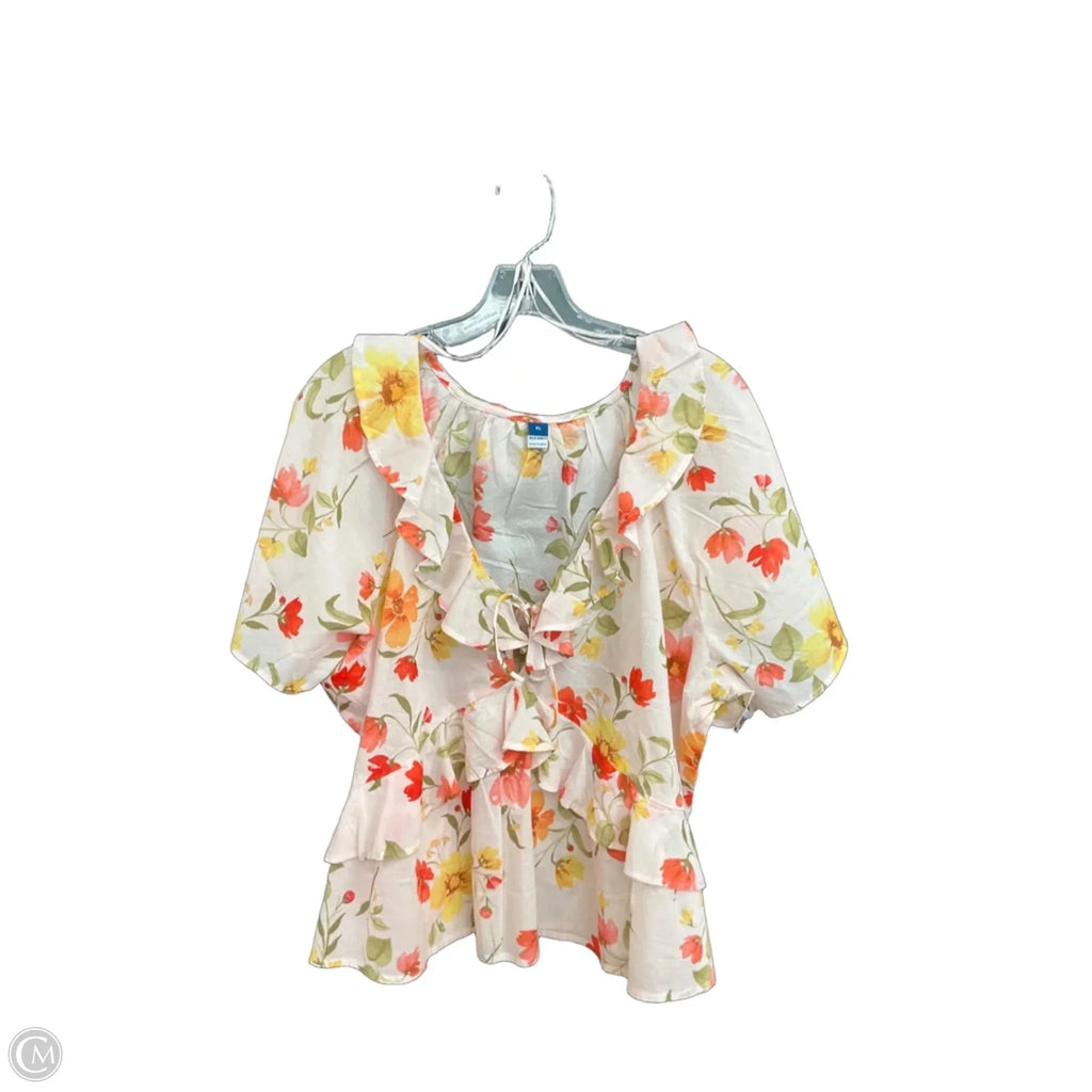 Top Short Sleeve By Old Navy In Floral Print, Size: Xl