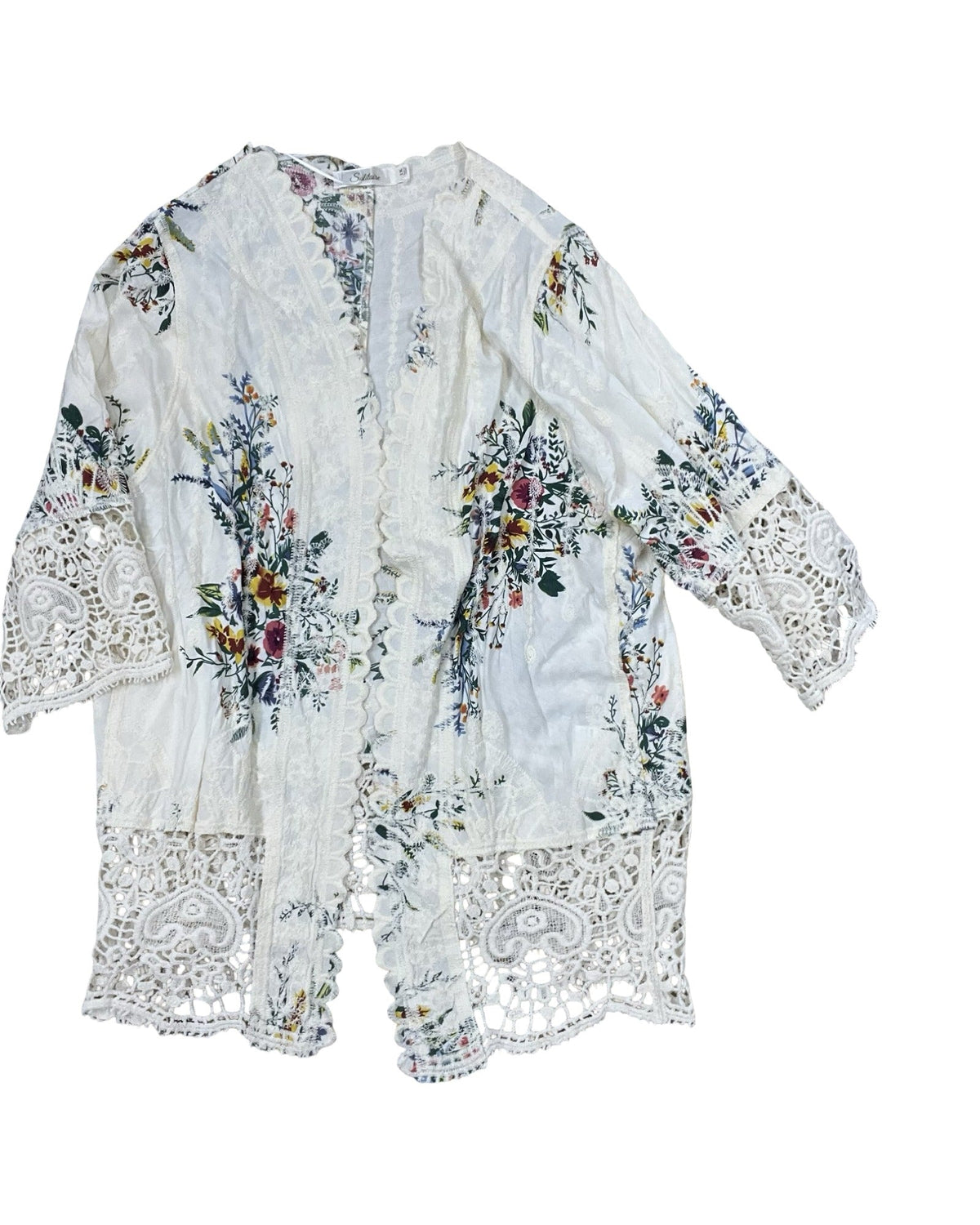 Cardigan By Solitaire In Cream, Size:1X