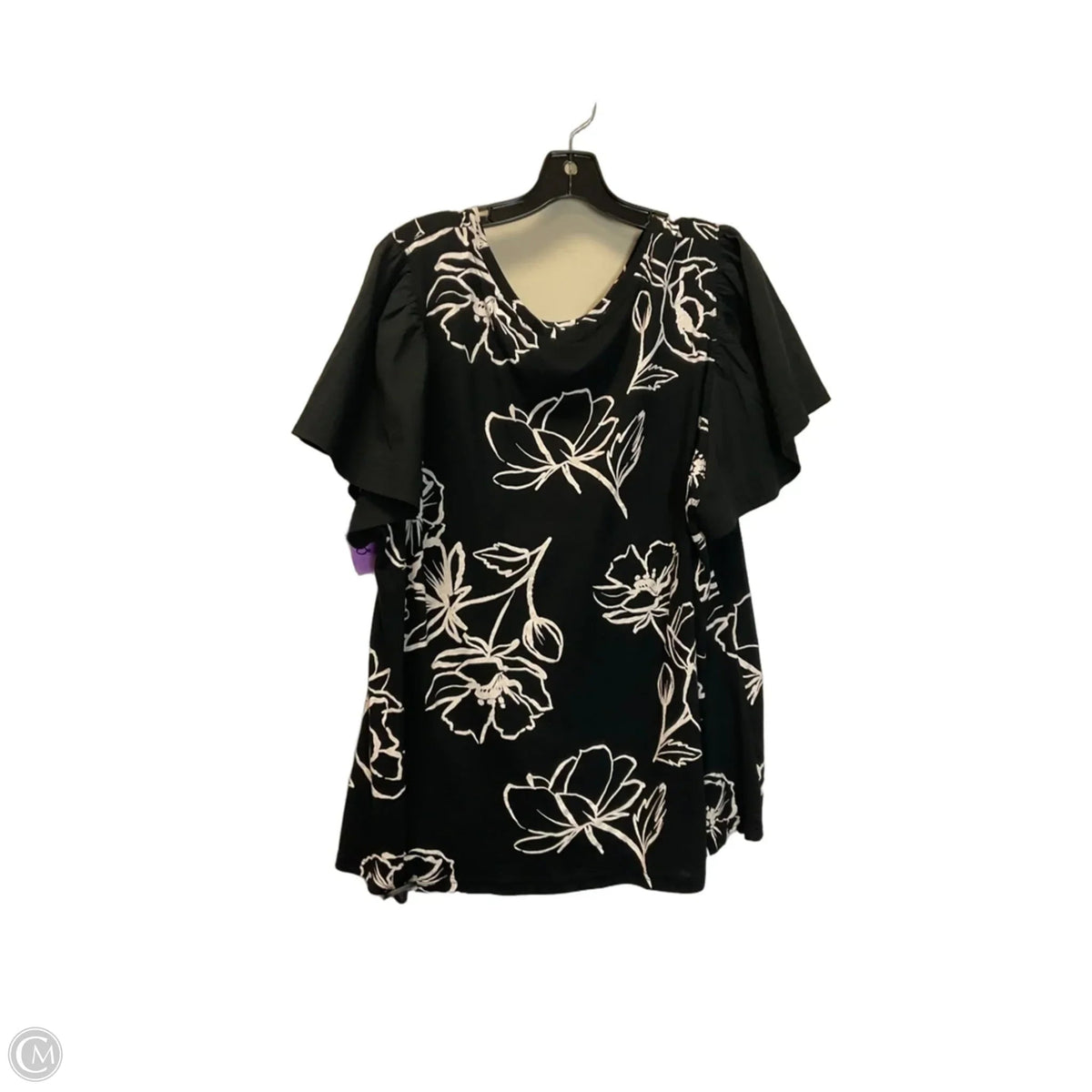 Top Short Sleeve By Cato In Black & Cream, Size: 2x