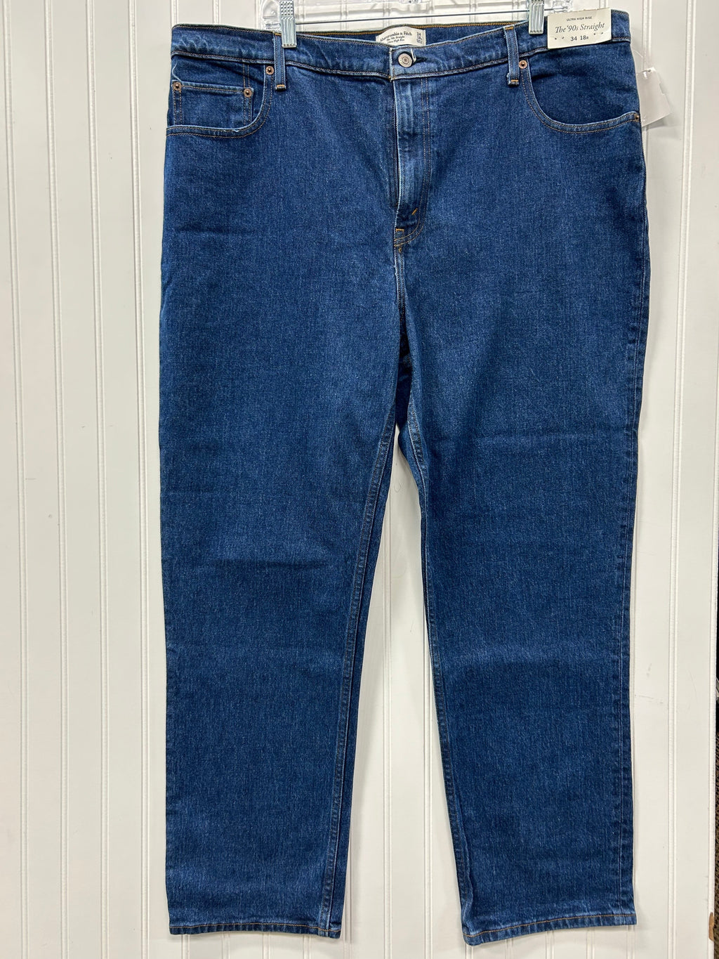 Jeans Straight By Abercrombie And Fitch In Blue Denim, Size:14