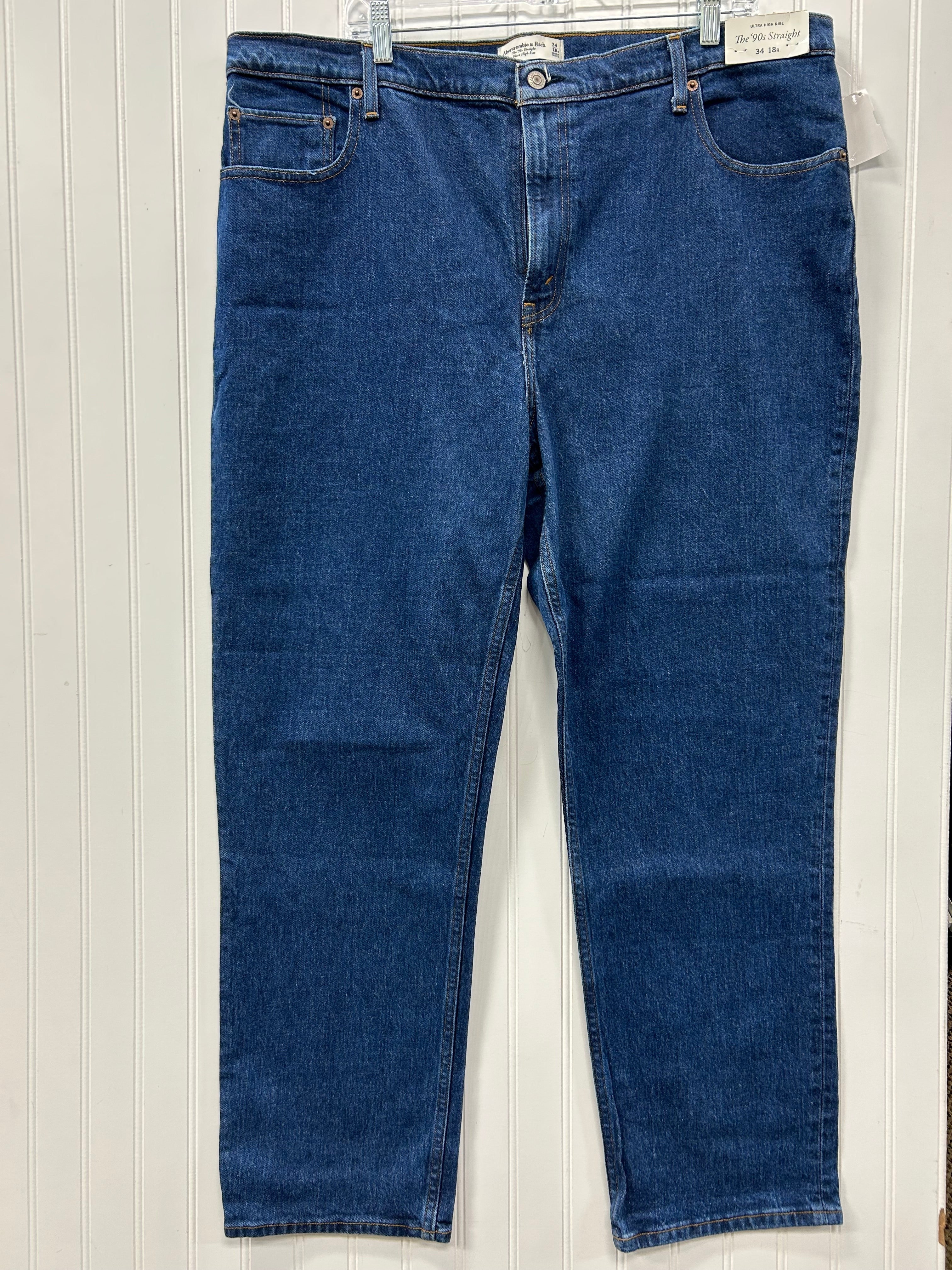 Jeans Straight By Abercrombie And Fitch In Blue Denim, Size:14