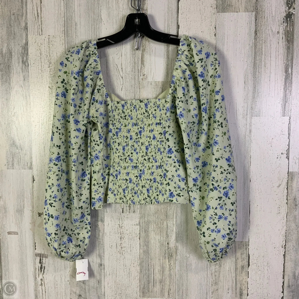 Top Long Sleeve By Abercrombie And Fitch In Green & Purple, Size: S